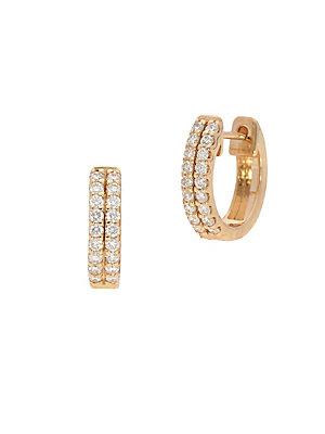 Nephora 14k Yellow Gold & Diamond Two-row Huggie Earrings