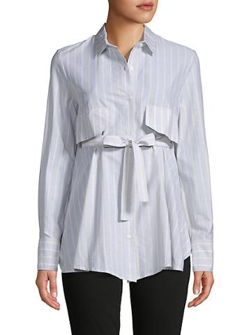 Gentry Portofino Striped Tie-front Cotton Shirt