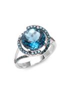 Effy 14k White Gold London Blue Topaz & Blue Diamond Ring