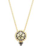 Freida Rothman Crystal And Sterling Silver Floral Pendant Necklace