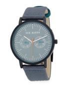 Ted Baker London Chronograph Stainless Steel Woven Strap Watch