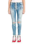 Unravel Project Vintage Lace-up Skinny Jeans