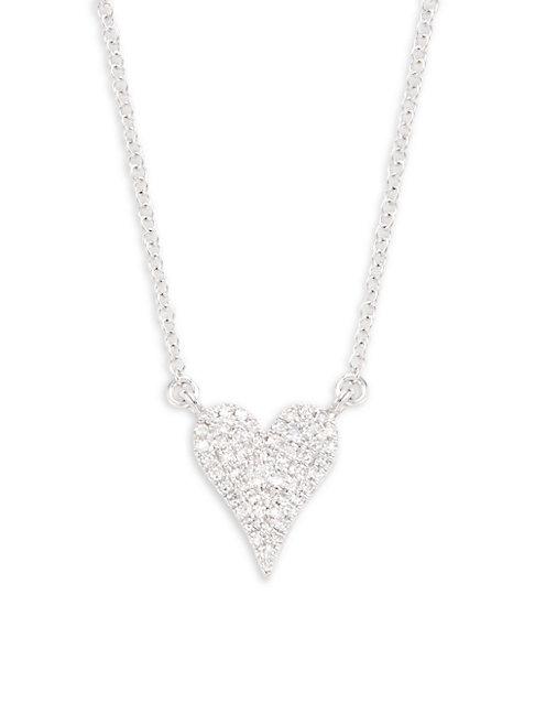 Saks Fifth Avenue 14k White Gold Diamond Heart Pendant Necklace