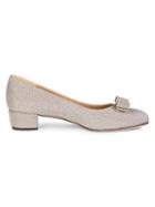 Salvatore Ferragamo Glittered Kitten Heel Pumps