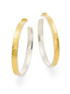 Gurhan Hourglass 24k Yellow Gold & Sterling Silver Hoop Earrings/1.75