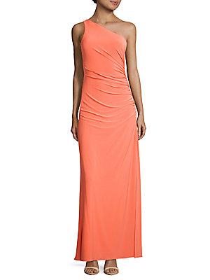 Laundry By Shelli Segal Beaded One-shoulder Dress