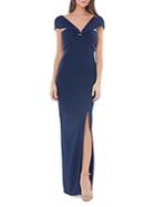 Js Collections Drape-front Slim-fit Gown