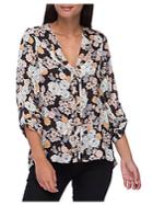 B Collection By Bobeau Cristy Pleat-back Floral-print Blouse