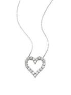 Saks Fifth Avenue 0.50 Tcw Diamond & 18k White Gold Heart Pendant Necklace