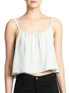 Alice + Olivia Lucy Cropped Silk Trapeze Tank