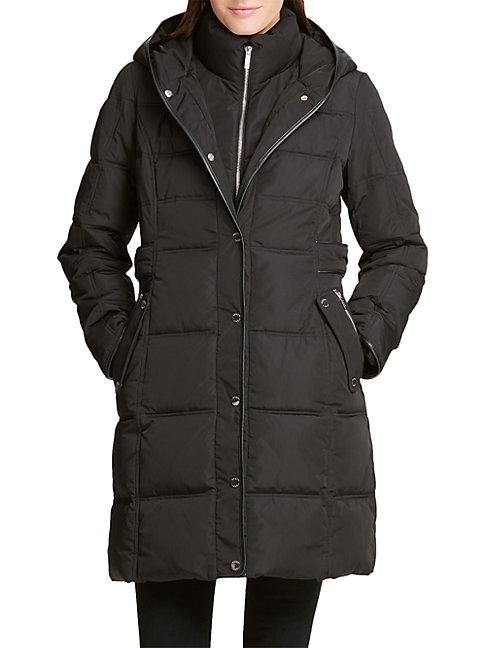 Dkny Hooded Quilted Coat