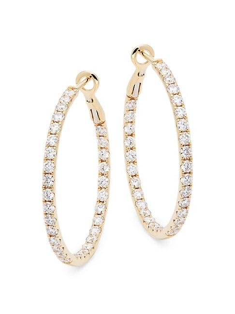 Nephora 14k Gold Diamond Hoop Earrings