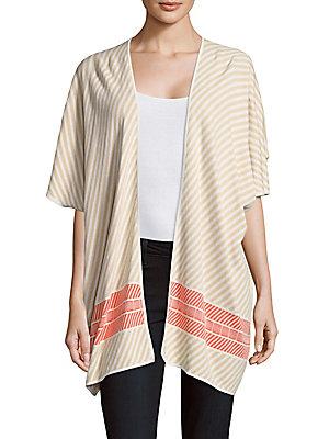 Leo & Sage Cotton Striped Open-front Cardigan