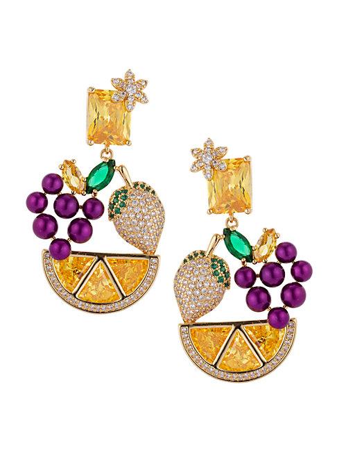 Eye Candy La The Luxe Fruit Basket 18k Goldplated & Crystal Drop Earrings