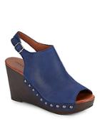 Lucky Brand Leather Peep-toe Slingback Wedge Sandals