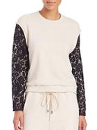 3.1 Phillip Lim French Terry Lace-sleeve Sweatshirt