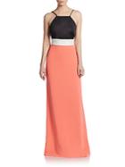 Abs Colorblock Halter Gown