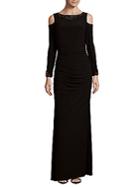 Adrianna Papell Cold Shoulder Floor-length Gown