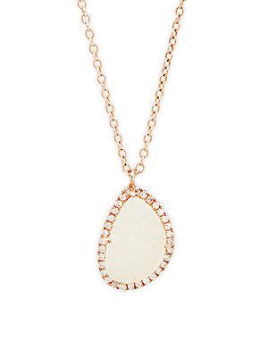 Meira T Crystal And 14k Rose Gold Pendant Necklace