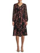 Calvin Klein Floral Semi-sheer Chiffon Midi Dress