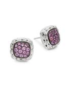 John Hardy Pink Sapphire And Sterling Silver Stud Earrings