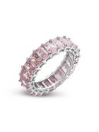 Sterling Forever Sterling Silver & Light Pink Cubic Zirconia Baguette Eternity Ring