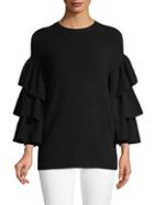 Valentino Tiered Bell-sleeve Wool Sweater