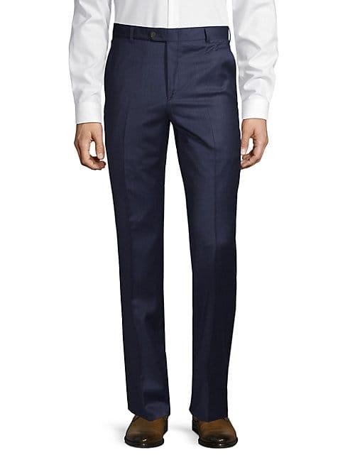 Hickey Freeman Solid Wool & Cashmere Blend Pants