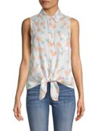 Beach Lunch Lounge Pineapple-print Tie-front Top