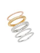 Sterling Forever Set Of Five Crystal And Sterling Silver Band Rings