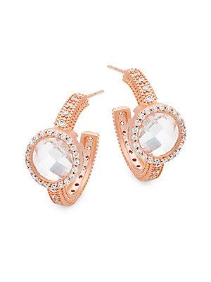 Freida Rothman Cubic Zirconia & Sterling Silver Hoop Earrings