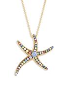 Effy 14k Yellow Gold & Multicolor Sapphire Starfish Pendant Necklace