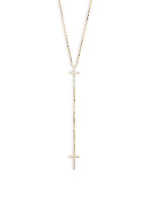 Casa Reale 14k Yellow Gold & Diamond Cross Pendant Necklace