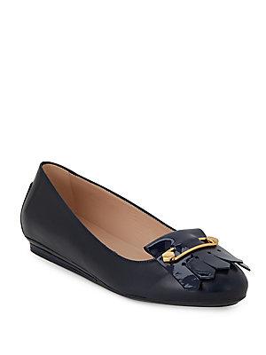 Tod's Fringed Leather Ballet Flats