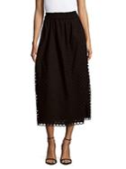 Carven Solid Grommet-cutout Skirt