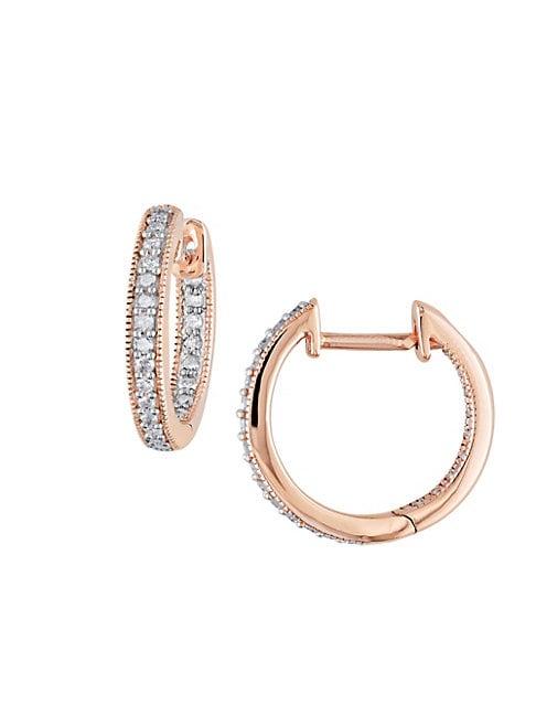 Sonatina 14k Pink Gold & Diamond Hoop Earrings