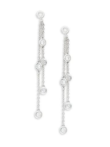 Diana M Jewels 14k White Diamond Multi-chain Drop Earrings