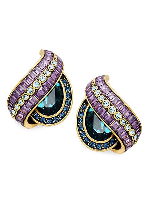 Heidi Daus Goldtone & Crystal Oval Swirl Earrings