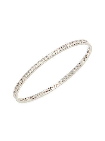 Sara Weinstock Milgrain 18k White Gold & Diamond Bangle Bracelet