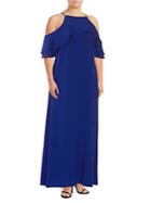 Marina Plus Ruffle-trimmed Cold-shoulder Crepe Gown