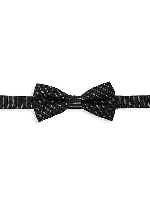 Saks Fifth Avenue 2-piece Striped Silk Bow Tie & Cotton Pocket Square Set