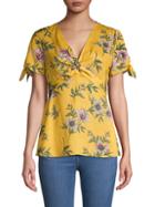 Ava & Aiden Floral-print Twist-front Top