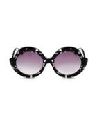 Alice + Olivia 55mm Stacey Round Black Sunglasses