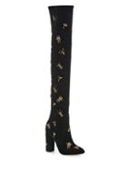 Aquazzura Fauna Embroidered Suede Block-heel Knee Boots