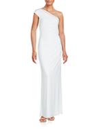 Laundry By Shelli Segal Solid One-shoulder Gown
