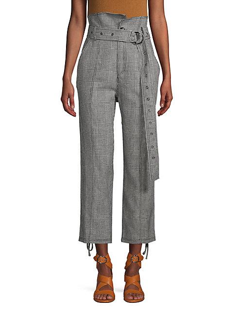 Marissa Webb Isadora Houndstooth Linen & Cotton Pants