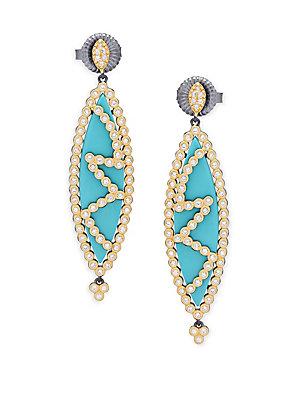 Freida Rothman Crystal Mirror Mirror Drop Earrings