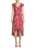Parker Floral High-low Peplum Dress