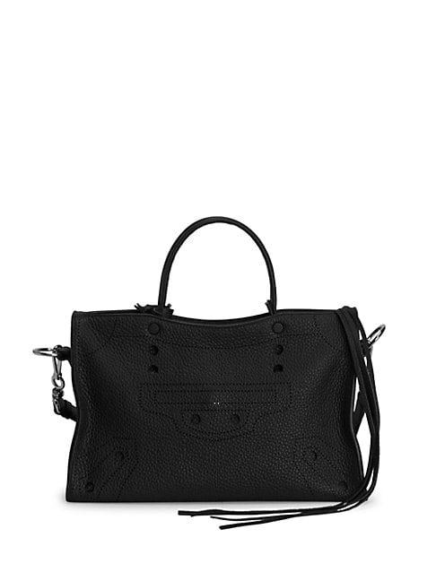Balenciaga Small Blackout City Leather Shoulder Bag