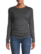 Grey State Ruched Tie Long-sleeve Top
